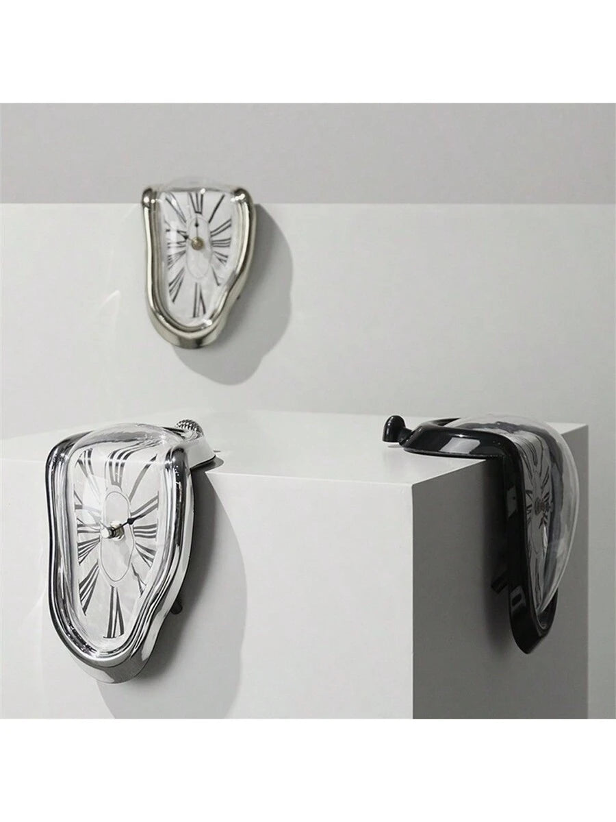 Surreal Melting Clock Silent Melted Wall Clock Salvador Dali Style Wall Watch for Decorative Home Office Shelf Desk Table Gift Birthday Gifts Graduation