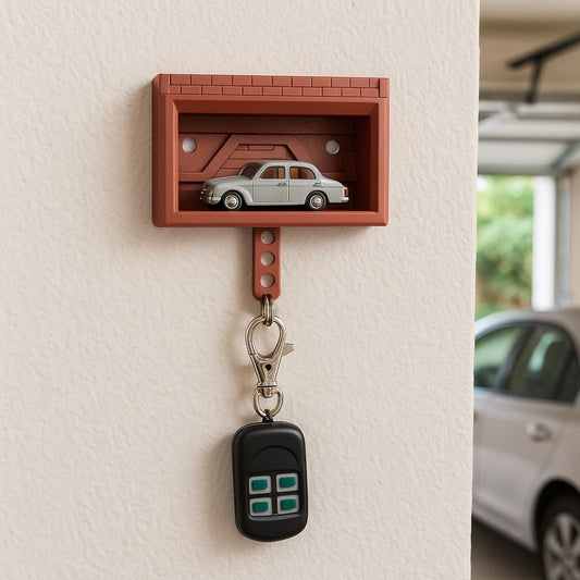 Car Garage Key Holder – Creative Wall Mount Organizer with Opening Garage Door