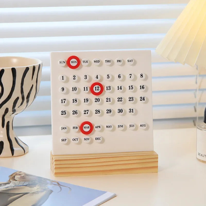 1Pc Modern Minimalist Style Plastic Creative Perpetual Calendar, Desk Calendar, Office Desktop Decoration, New Home Decoration