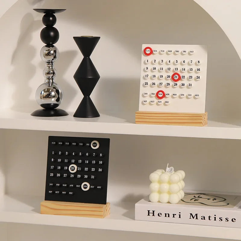 1Pc Modern Minimalist Style Plastic Creative Perpetual Calendar, Desk Calendar, Office Desktop Decoration, New Home Decoration