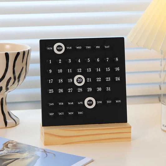 1Pc Modern Minimalist Style Plastic Creative Perpetual Calendar, Desk Calendar, Office Desktop Decoration, New Home Decoration