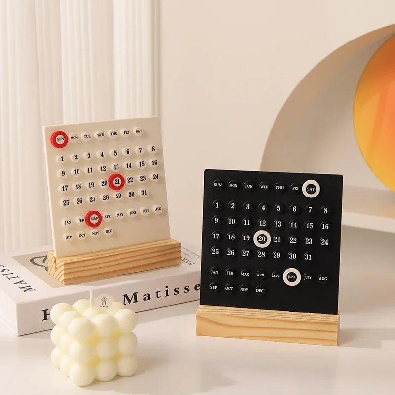 1Pc Modern Minimalist Style Plastic Creative Perpetual Calendar, Desk Calendar, Office Desktop Decoration, New Home Decoration