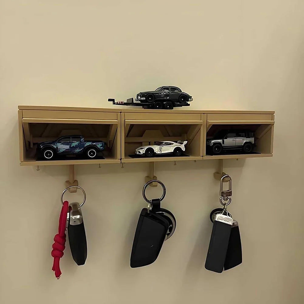 Car Garage Key Holder – Creative Wall Mount Organizer with Opening Garage Door