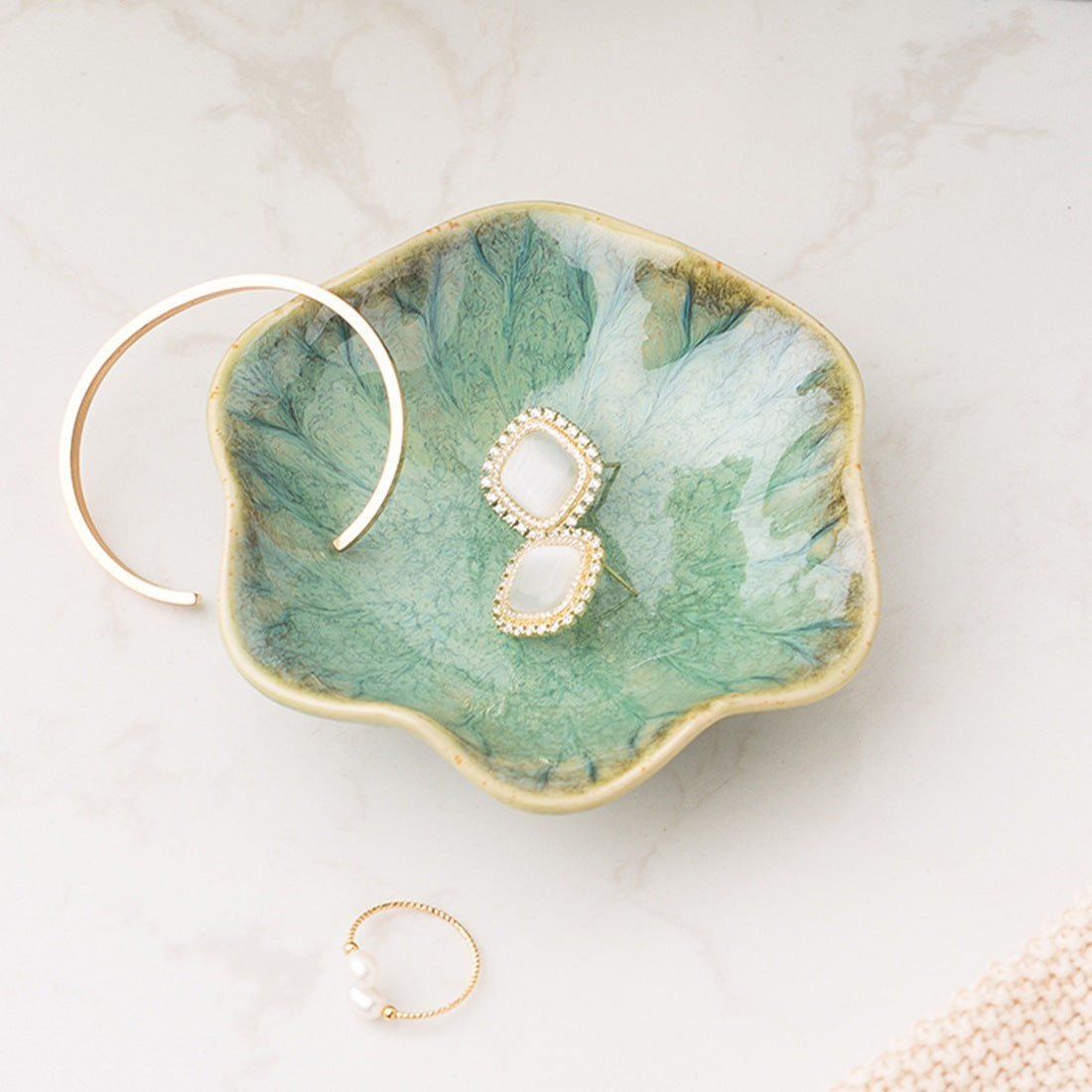 Lotus Ceramic Jewelry Tray