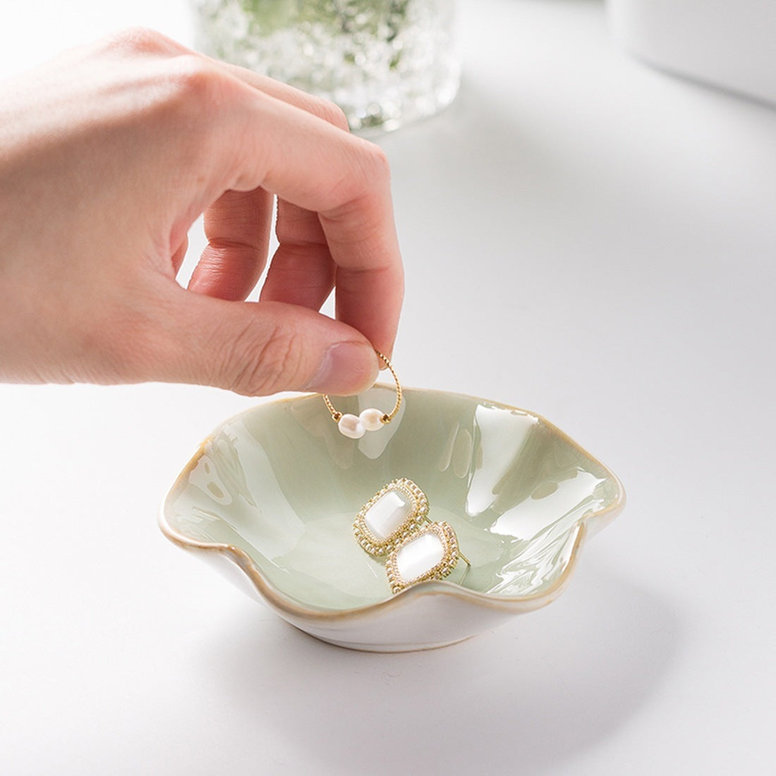 Lotus Ceramic Jewelry Tray