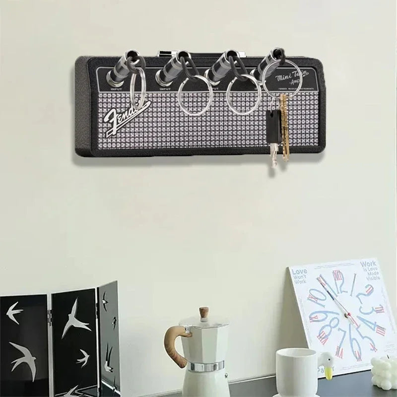 Creative Fender Radio Plugs Key Holder Retro Wall Mounting Keys Holder Jack Zinc Alloy Key Organizer Music Key Storage Frame