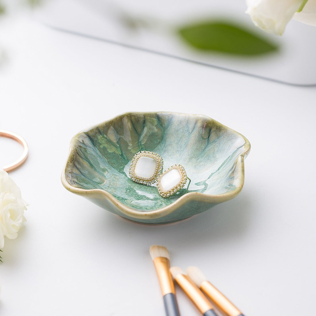 Lotus Ceramic Jewelry Tray