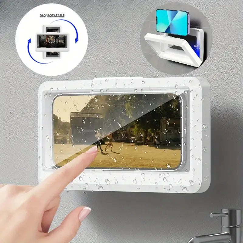 Waterproof Touchscreen Phone Box – Shower, Kitchen & Bathroom Wall-Mount Holder